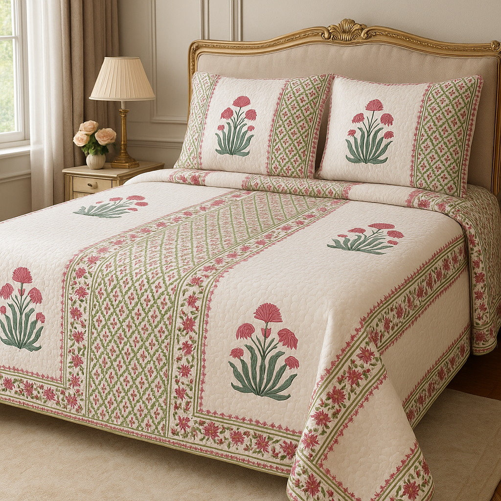 Petal Pathways - LuxuryTouch Quilted Bedspread