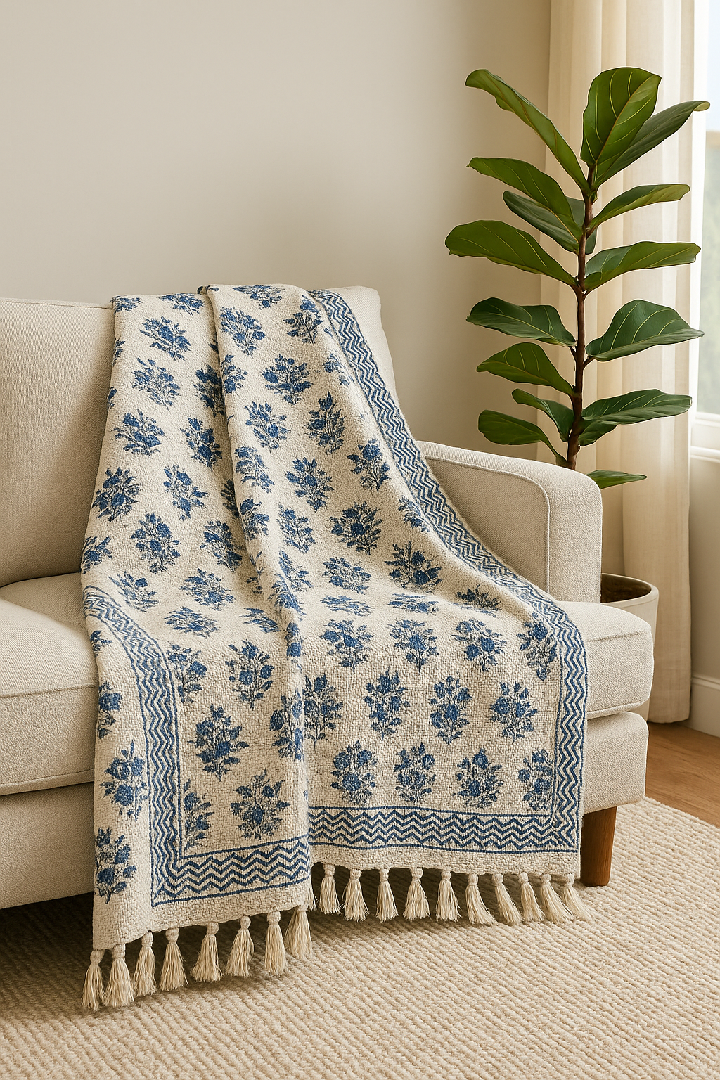 Indigo Bloom - WovenNest Throw