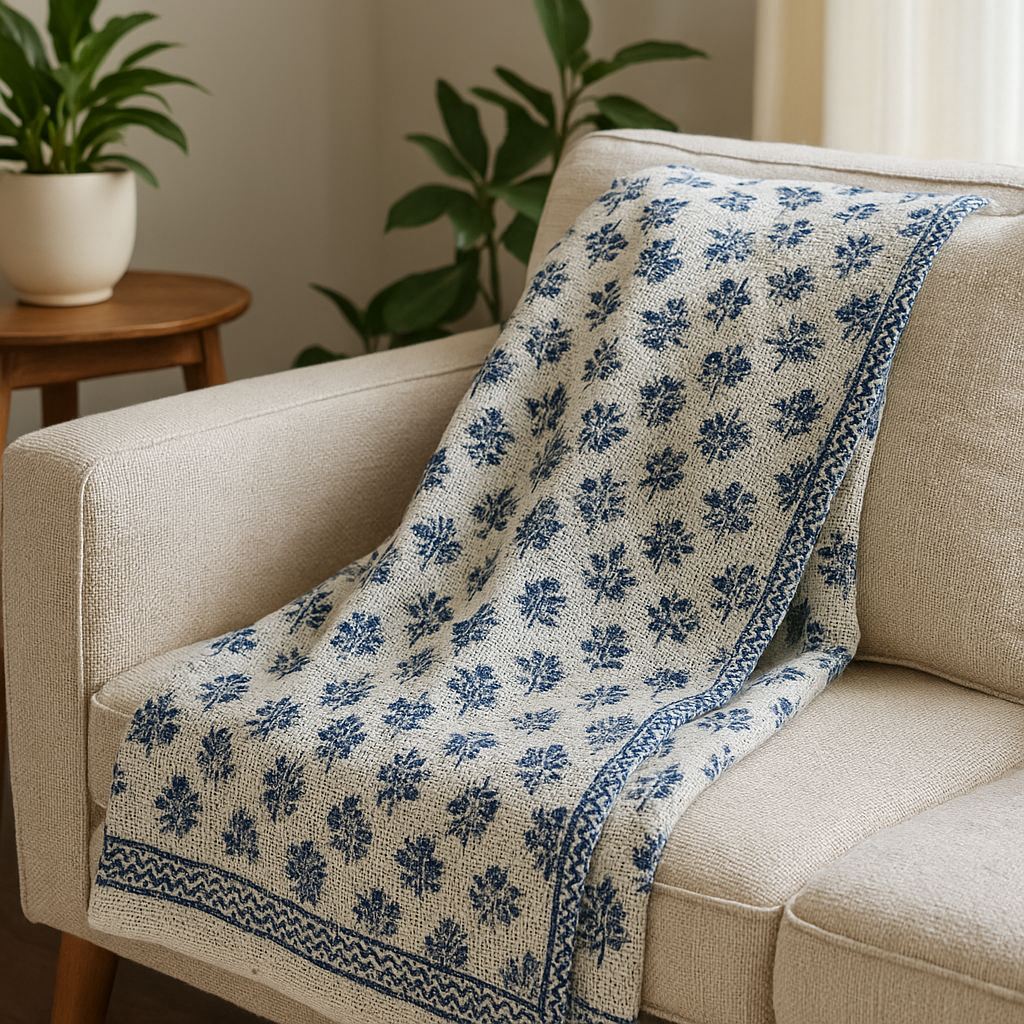 Indigo Bloom - WovenNest Throw